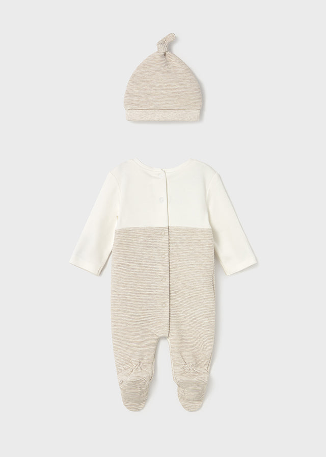 Mayoral Beige Dungaree Hat Set
