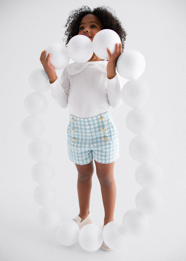 Abel & Lula Plaid Shorts & White Top