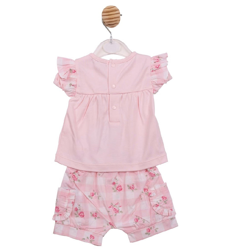Mintini Pink Floral Shorts Set