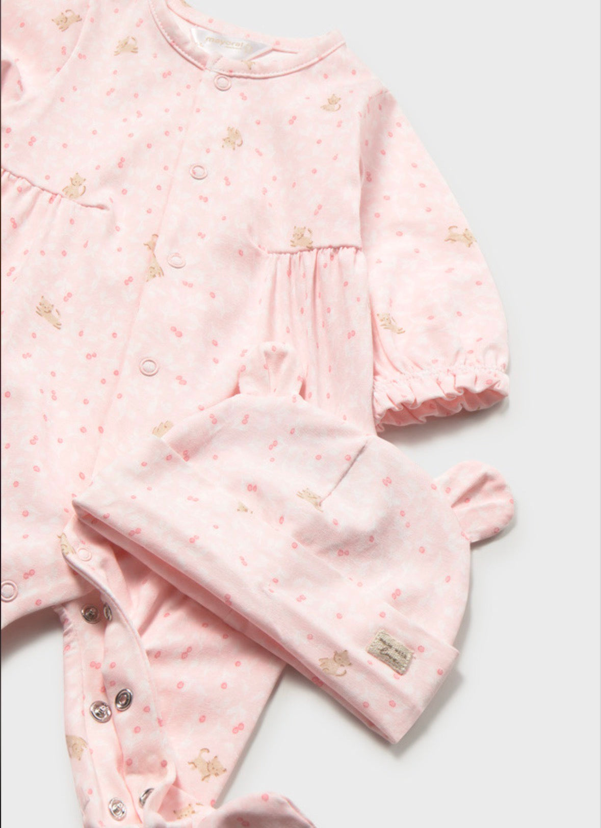 Mayoral Pink Kitten Onesie & Hat
