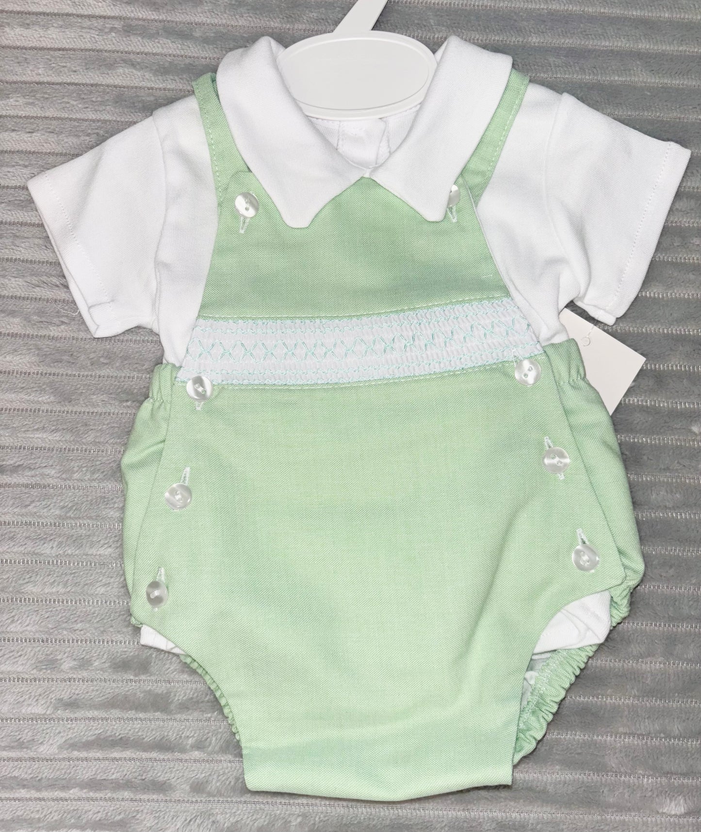 Sage Green Smock Dungaree Set