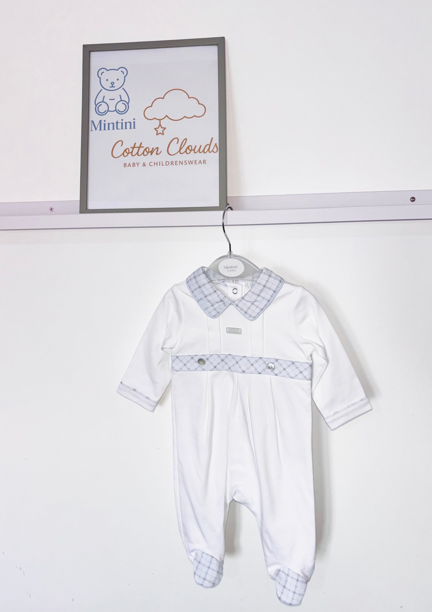 Mintini White Check Onesie