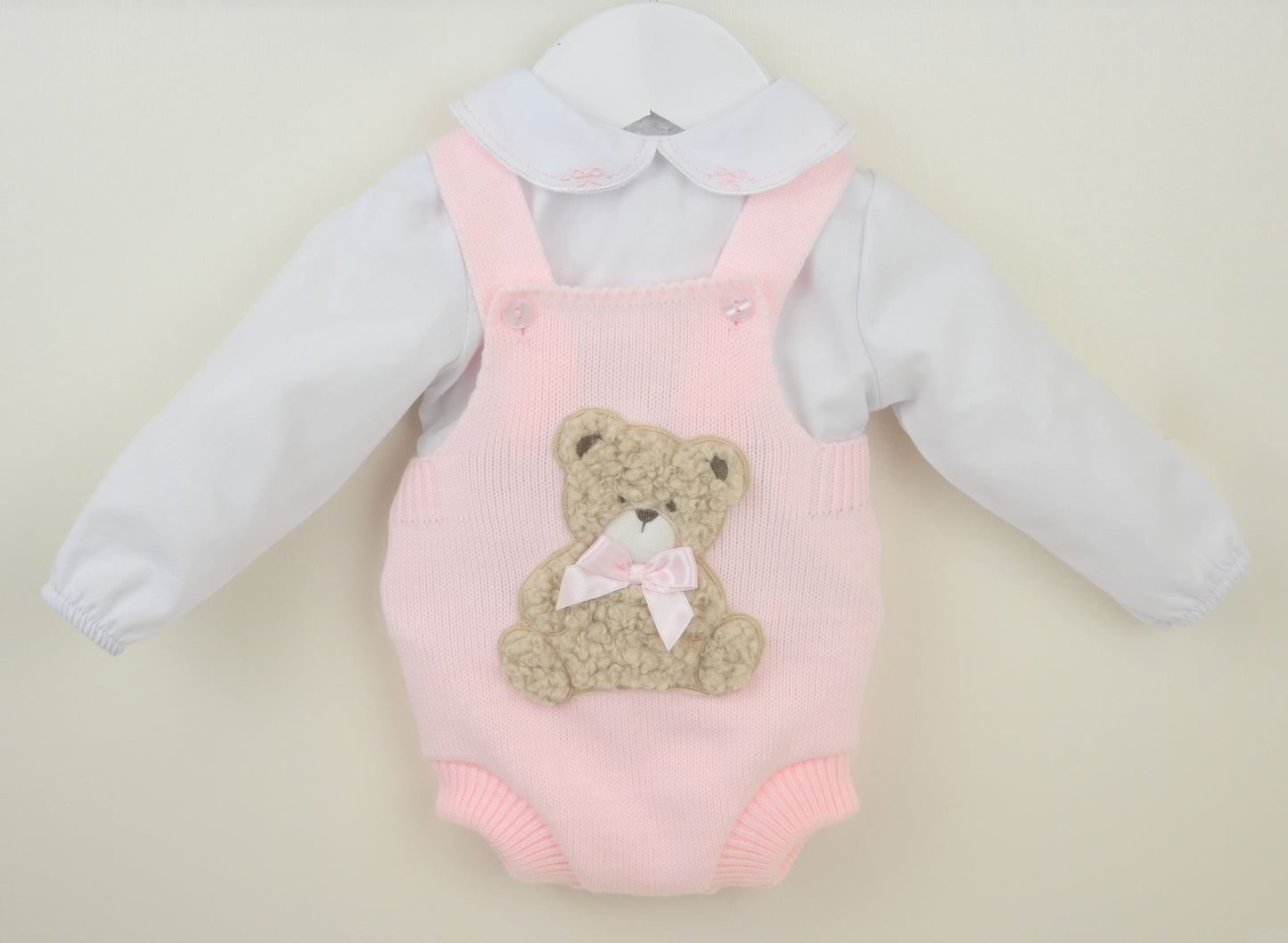 Pex Pink Bear Dungaree Set