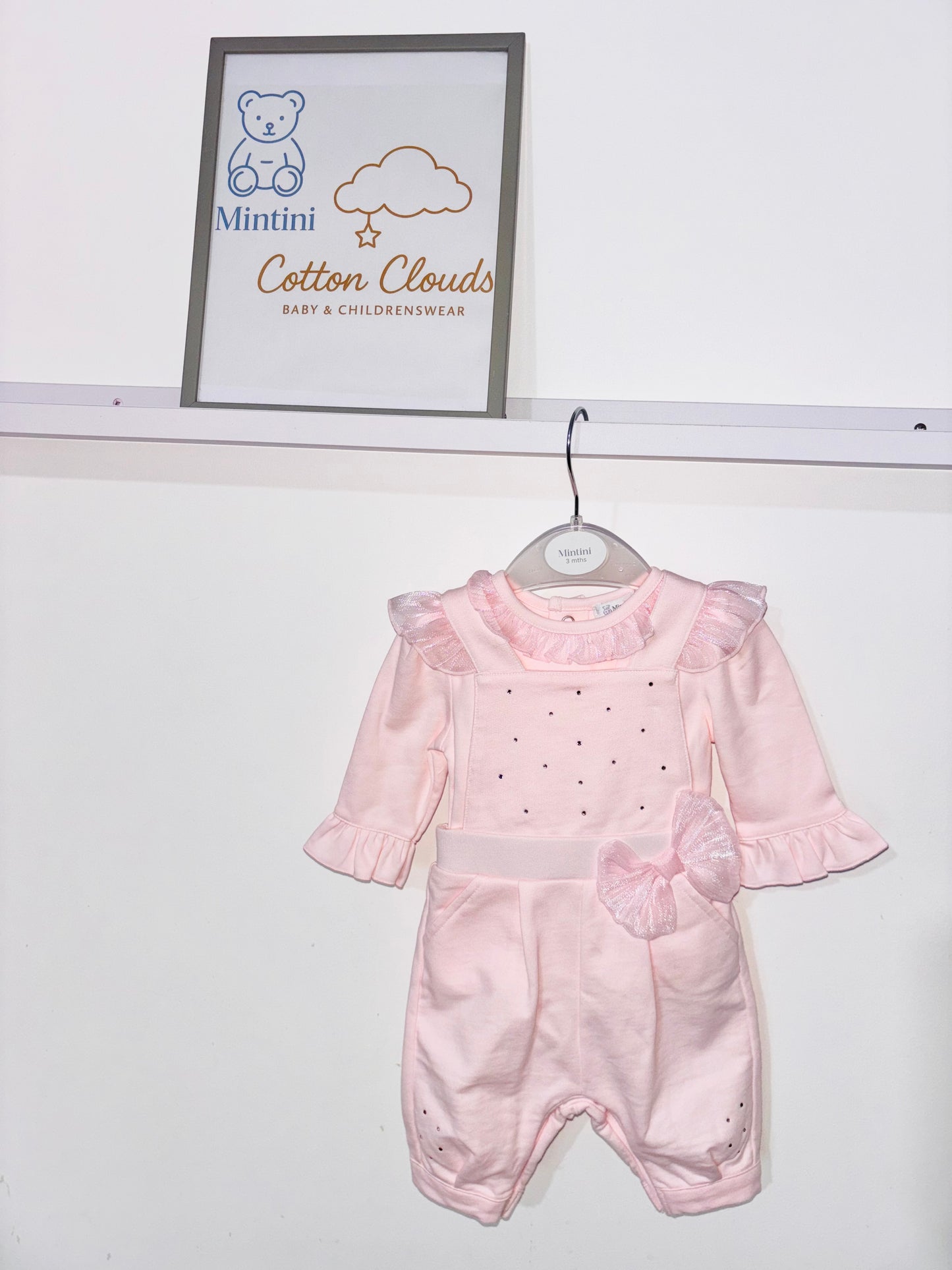 Mintini Pink Bow Dungaree AW25