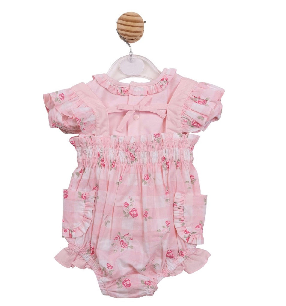 Mintini Pink Floral Sun Romper