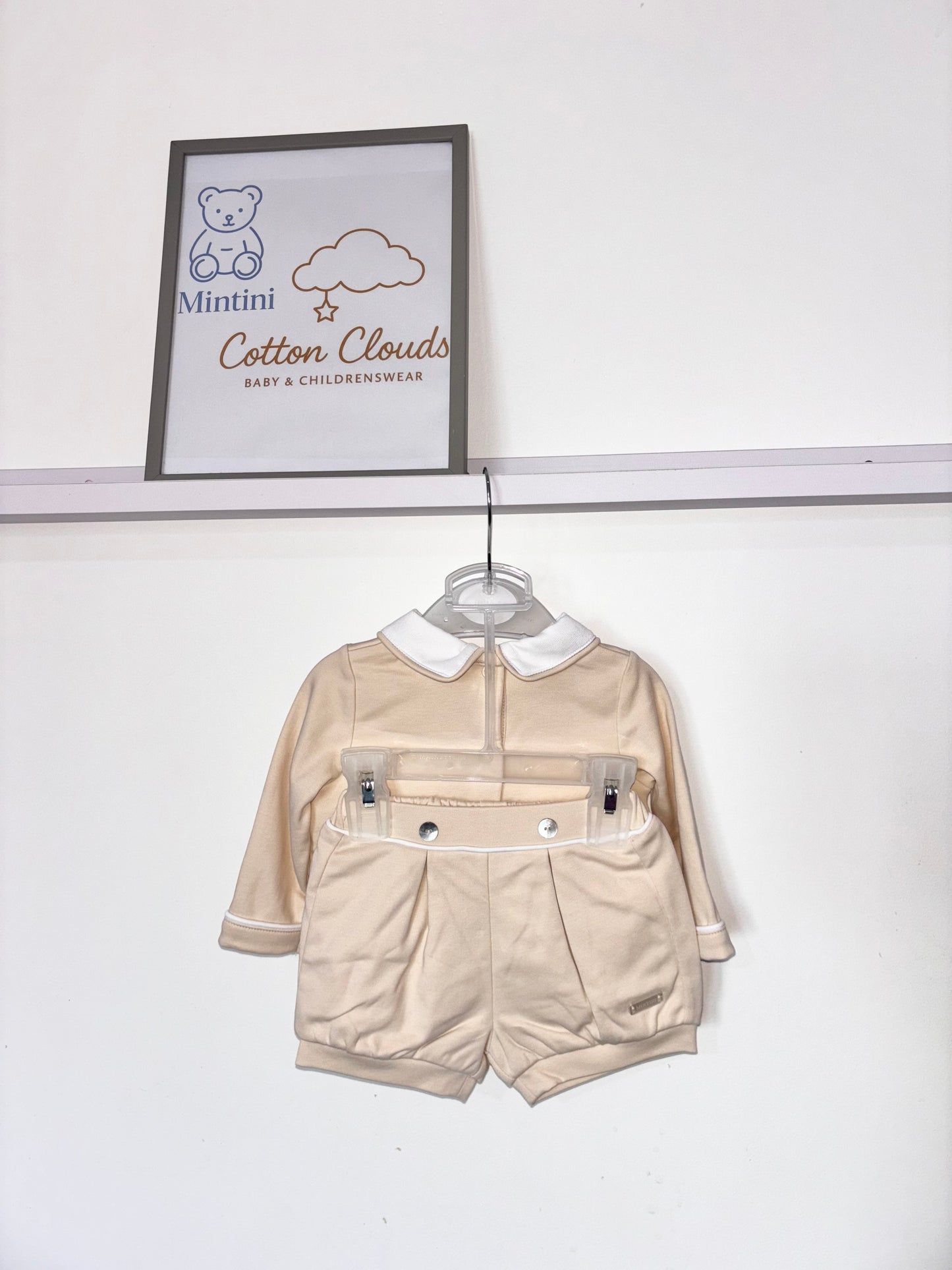 Mintini Beige Smock Shorts Set AW25