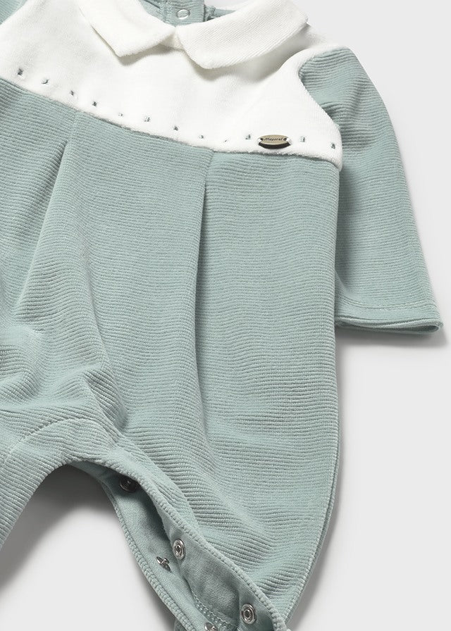 Mayoral Sage Green Velour Onesie