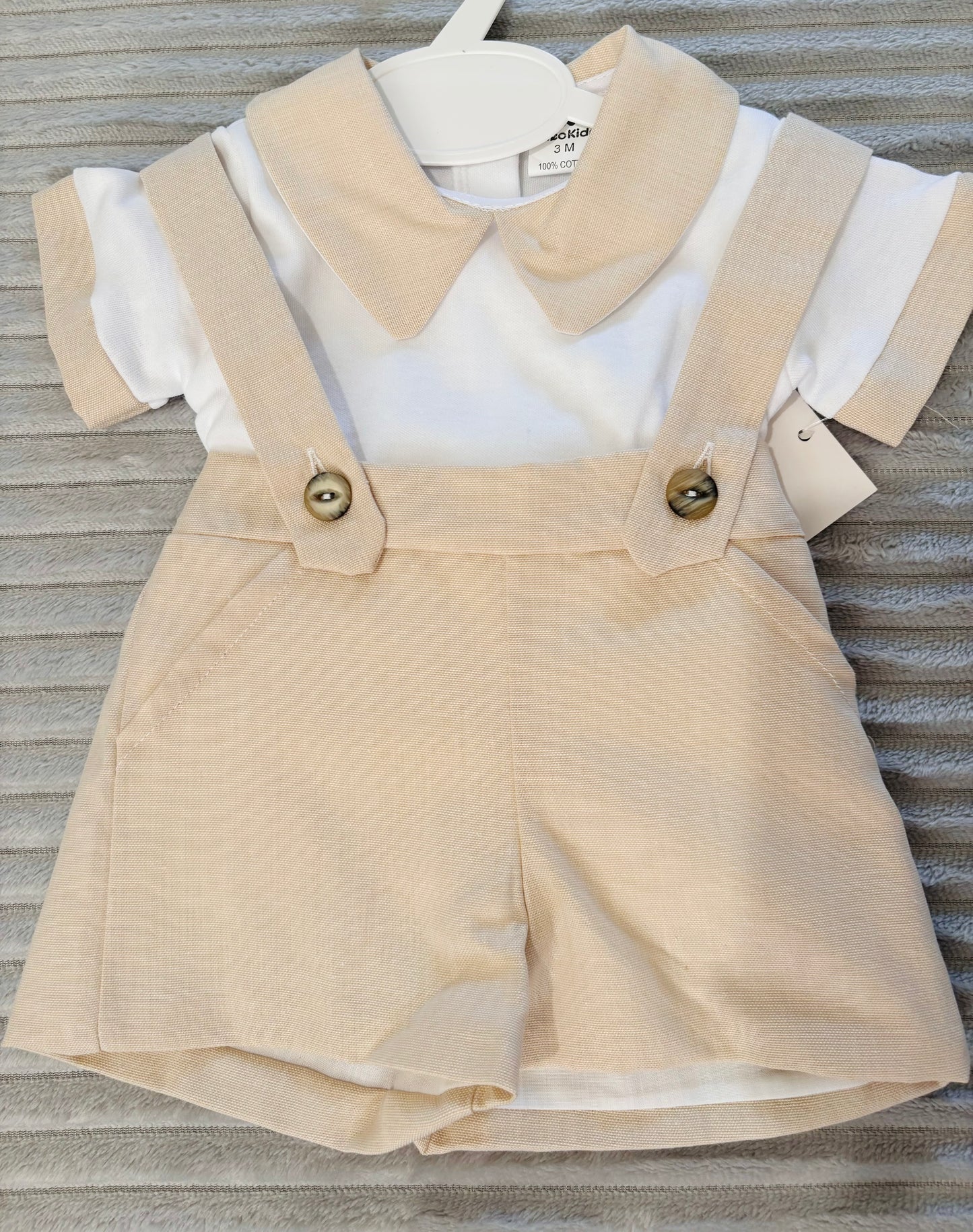 Beige Dungaree Set