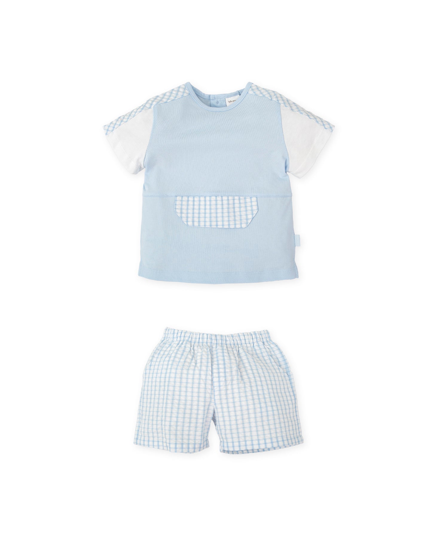Tutto Piccolo Gingham Blue Shorts Set