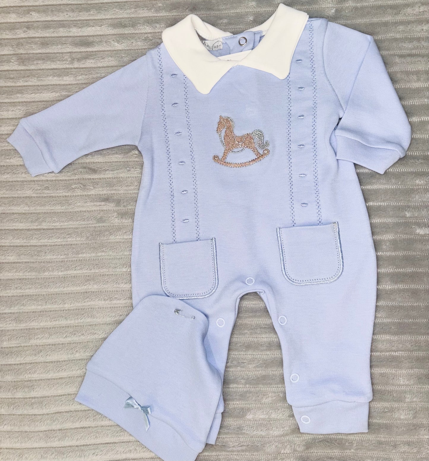 Visara Blue Rocking Horse Onesie