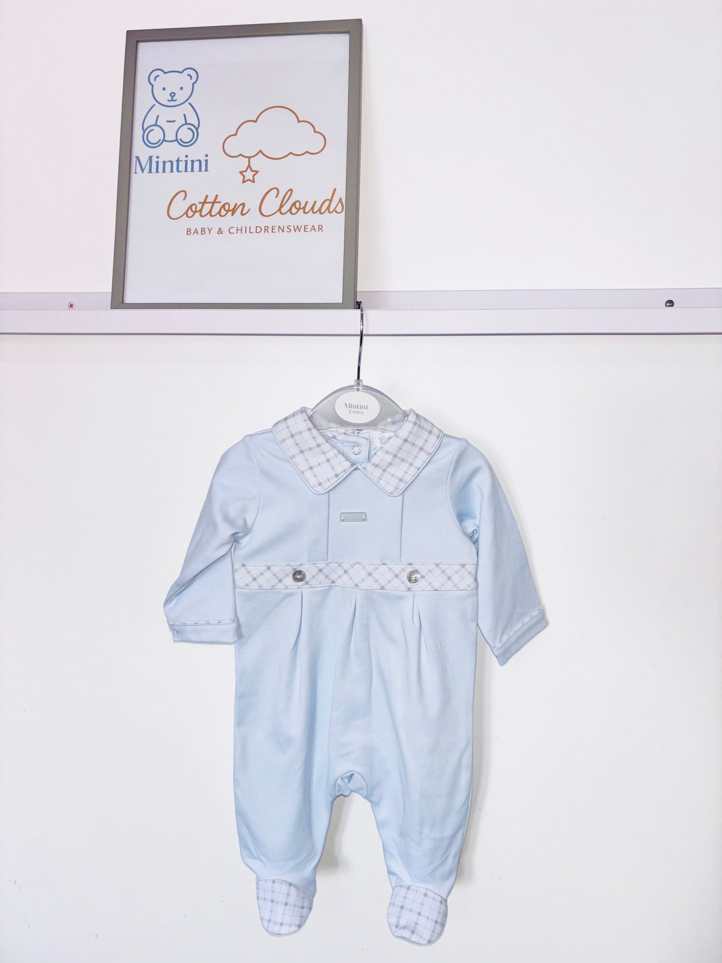 Mintini Blue Check Onesie