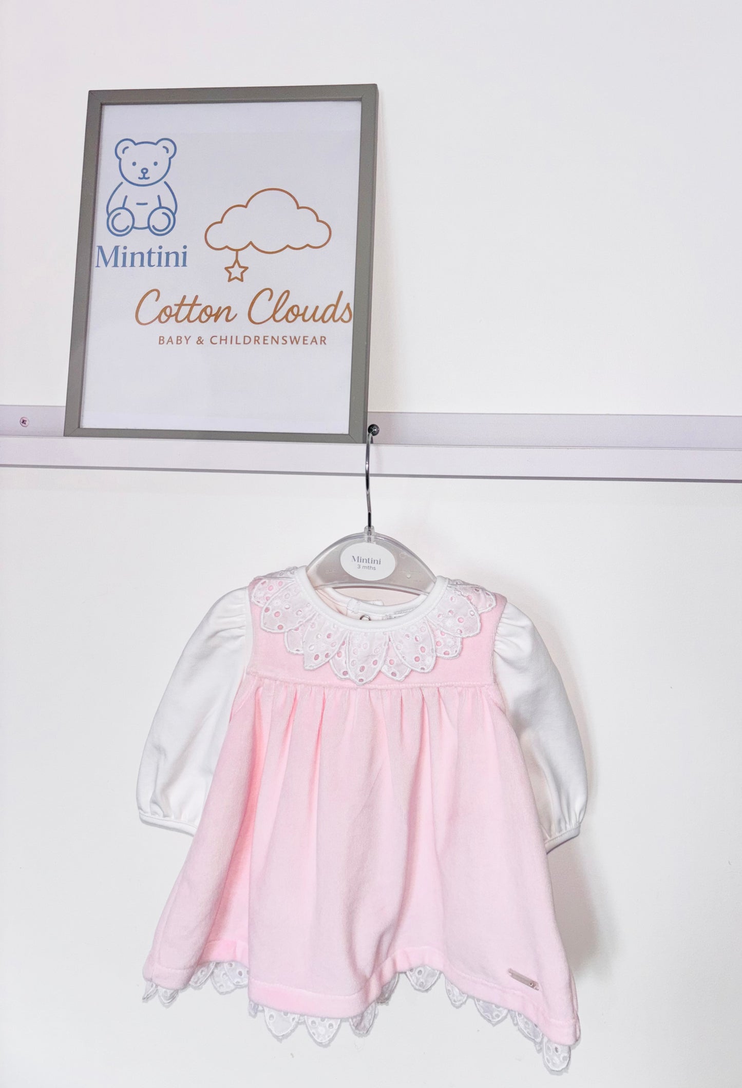 Mintini Pink Velour Frill Dress AW25
