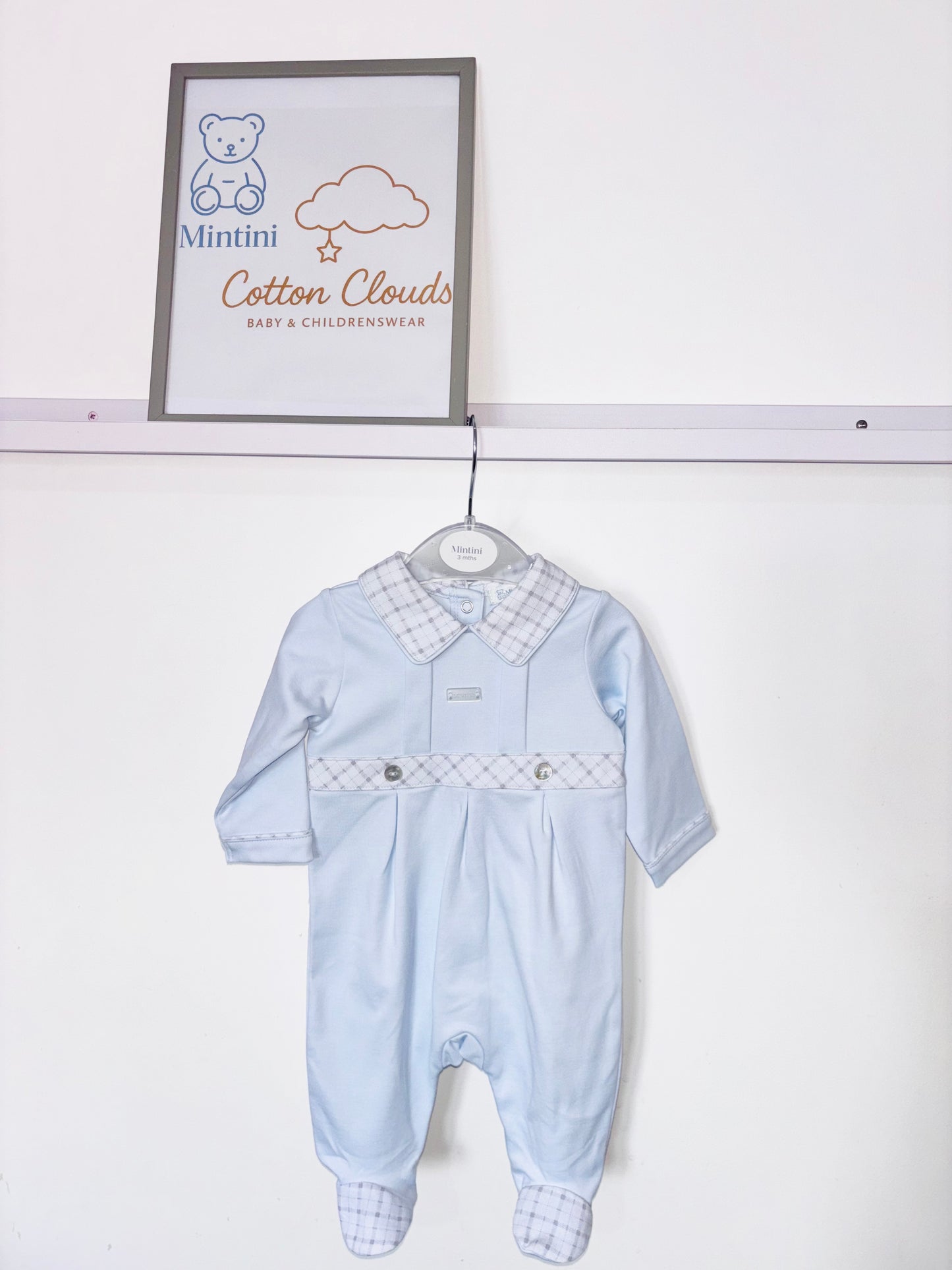 Mintini Blue Check Onesie