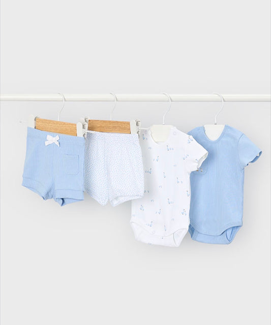 Mayoral Blue Swan Bodysuit Shorts Sets