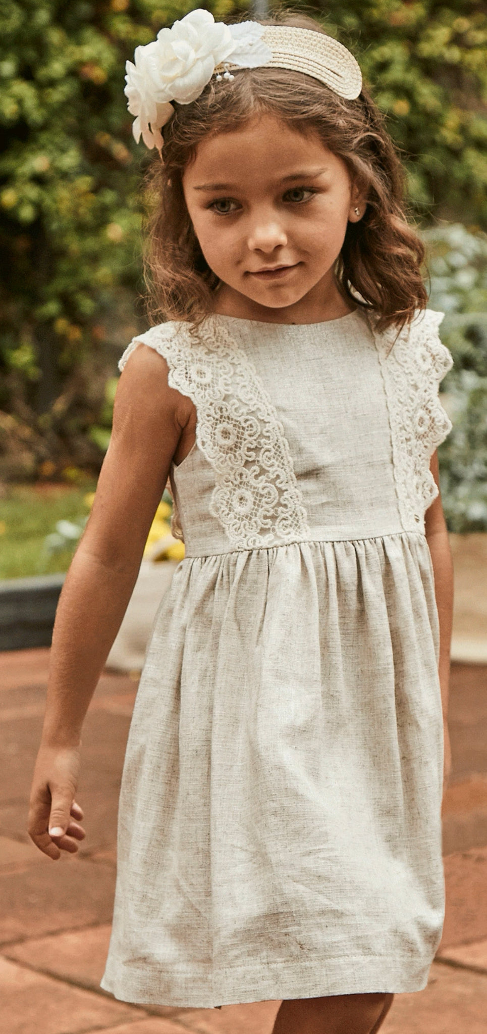 Mayoral Embroidered Linen Dress