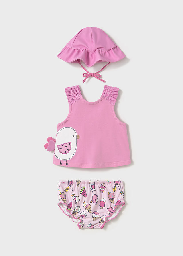 Mayoral Pink Bathing Suit Hat Set