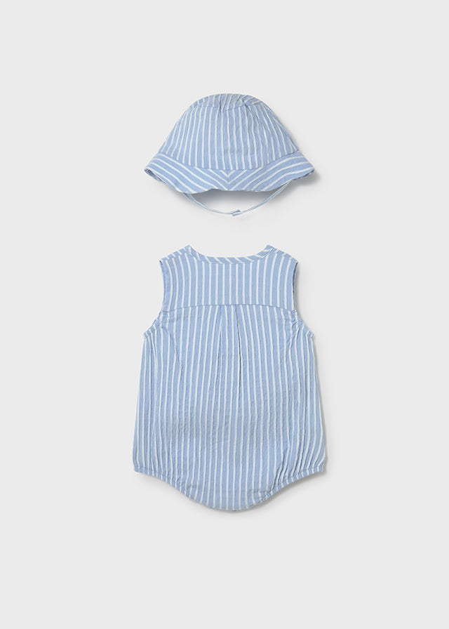 Mayoral Blue Stripe Romper & Hat