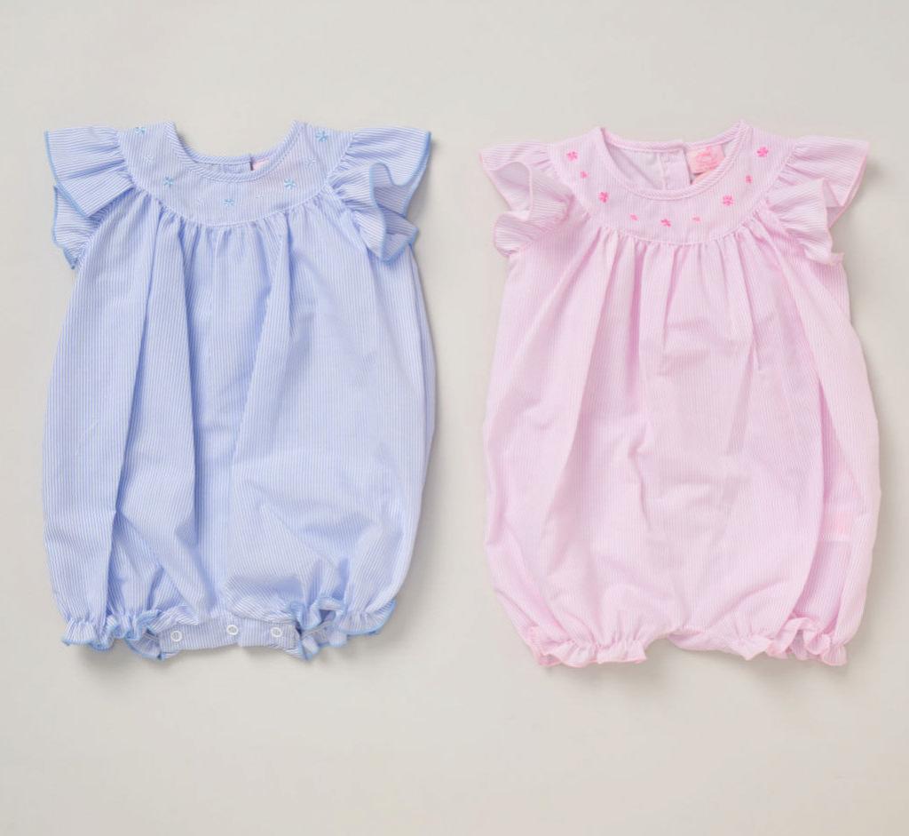 Blue Stripe Flower Romper