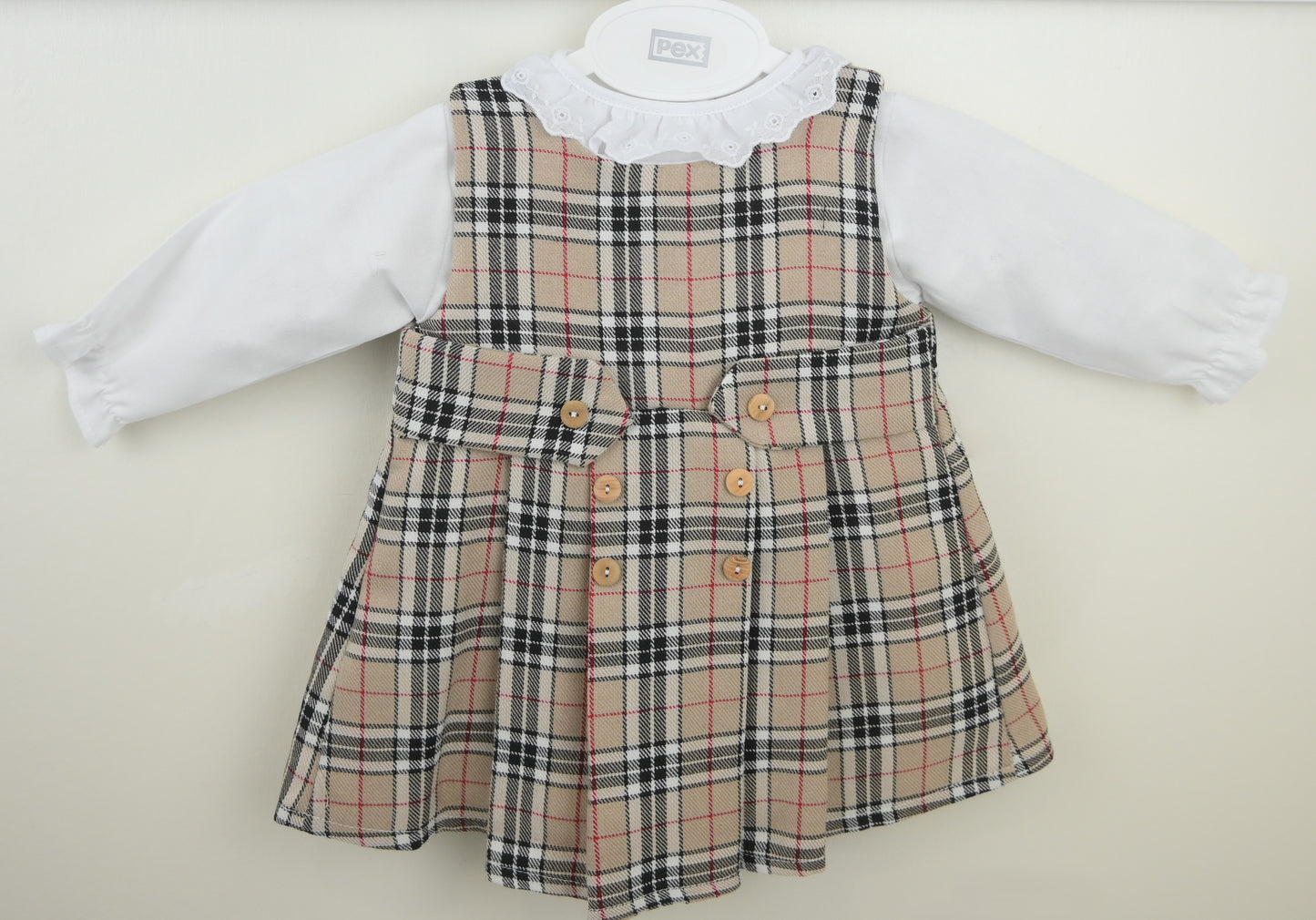 Pex Bonnie Beige Tartan Dress Set