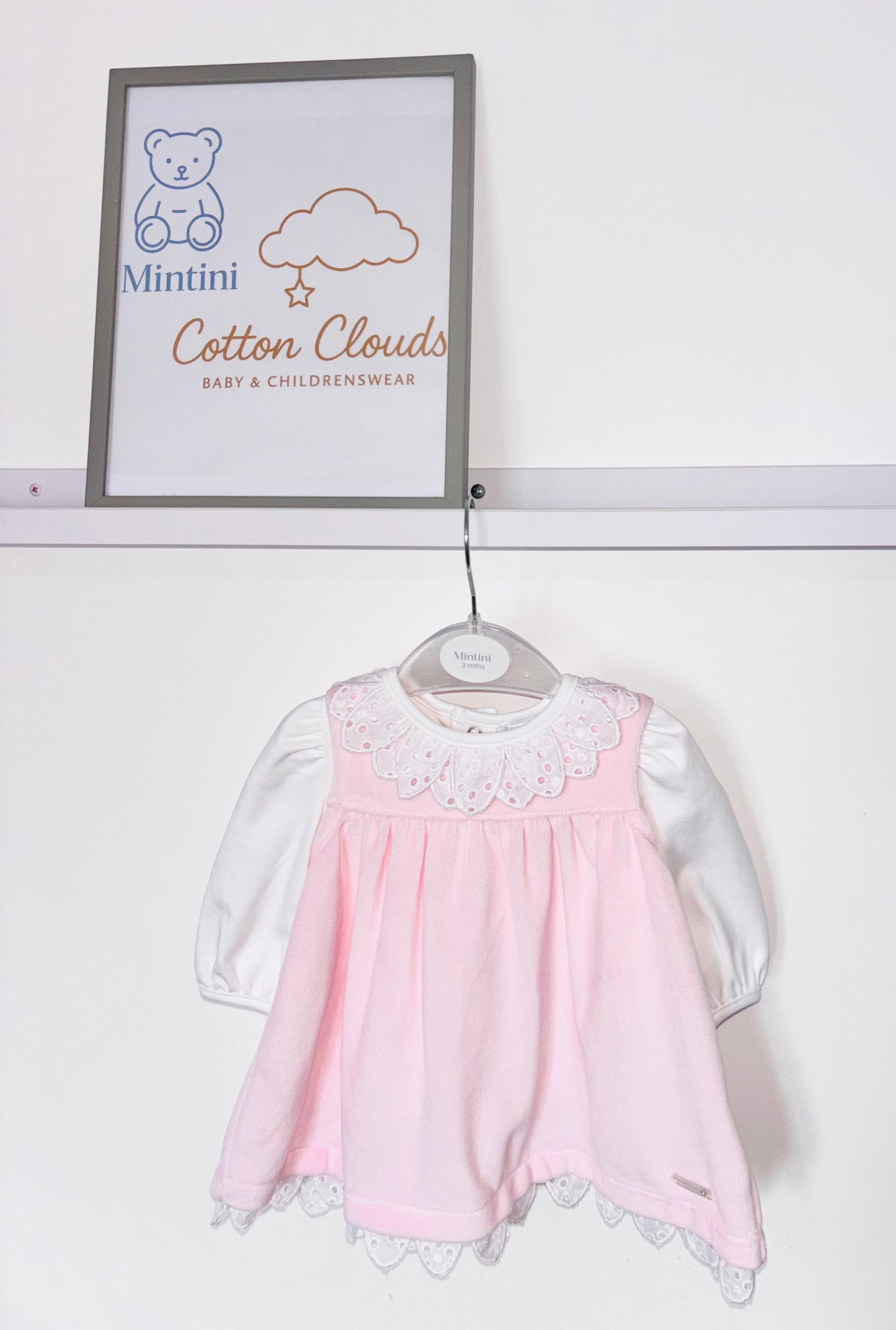Mintini Pink Velour Frill Dress AW25