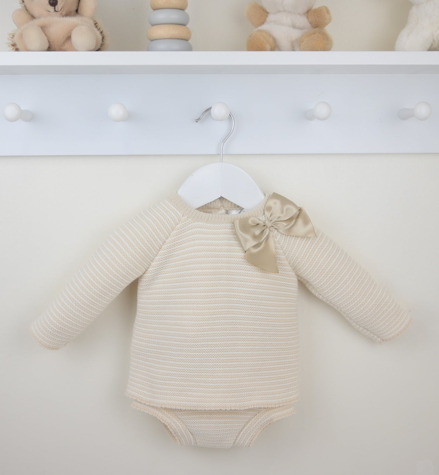Pex Beige Bow Knitted Jam Pants