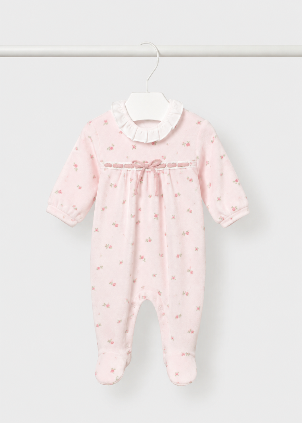 Mayoral Pink Floral Velour All in One