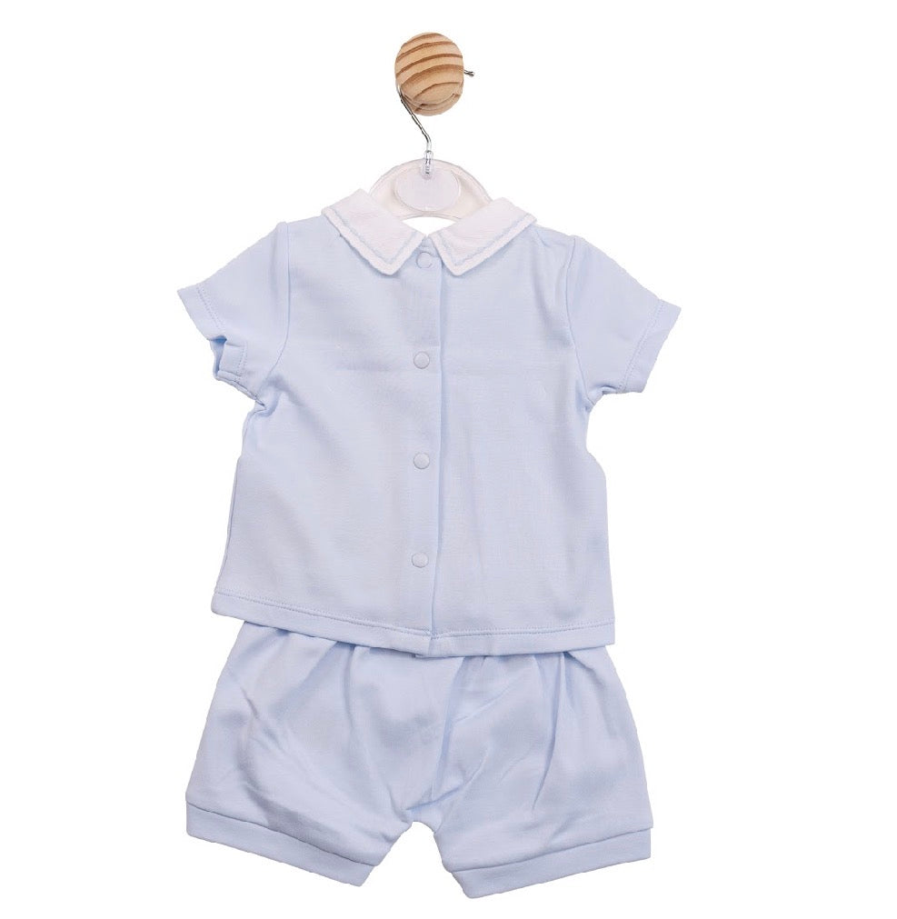 Mintini Blue Embroidered Short Set