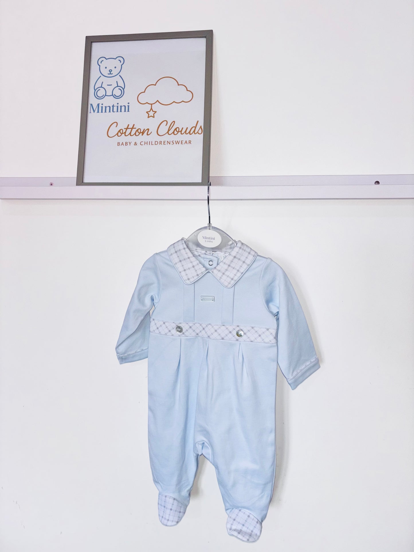Mintini Blue Check Onesie