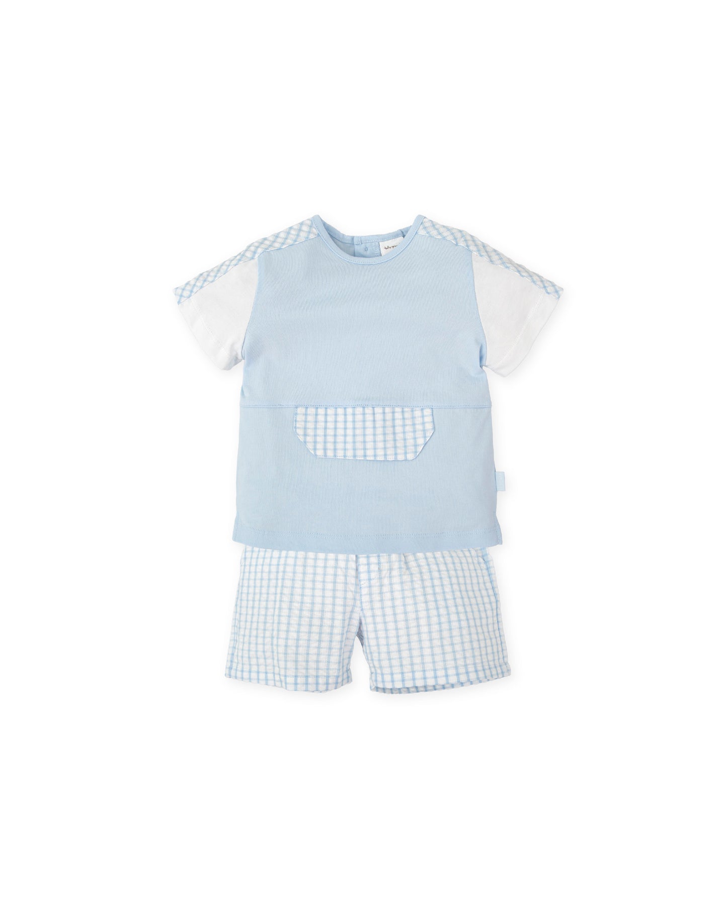 Tutto Piccolo Gingham Blue Shorts Set