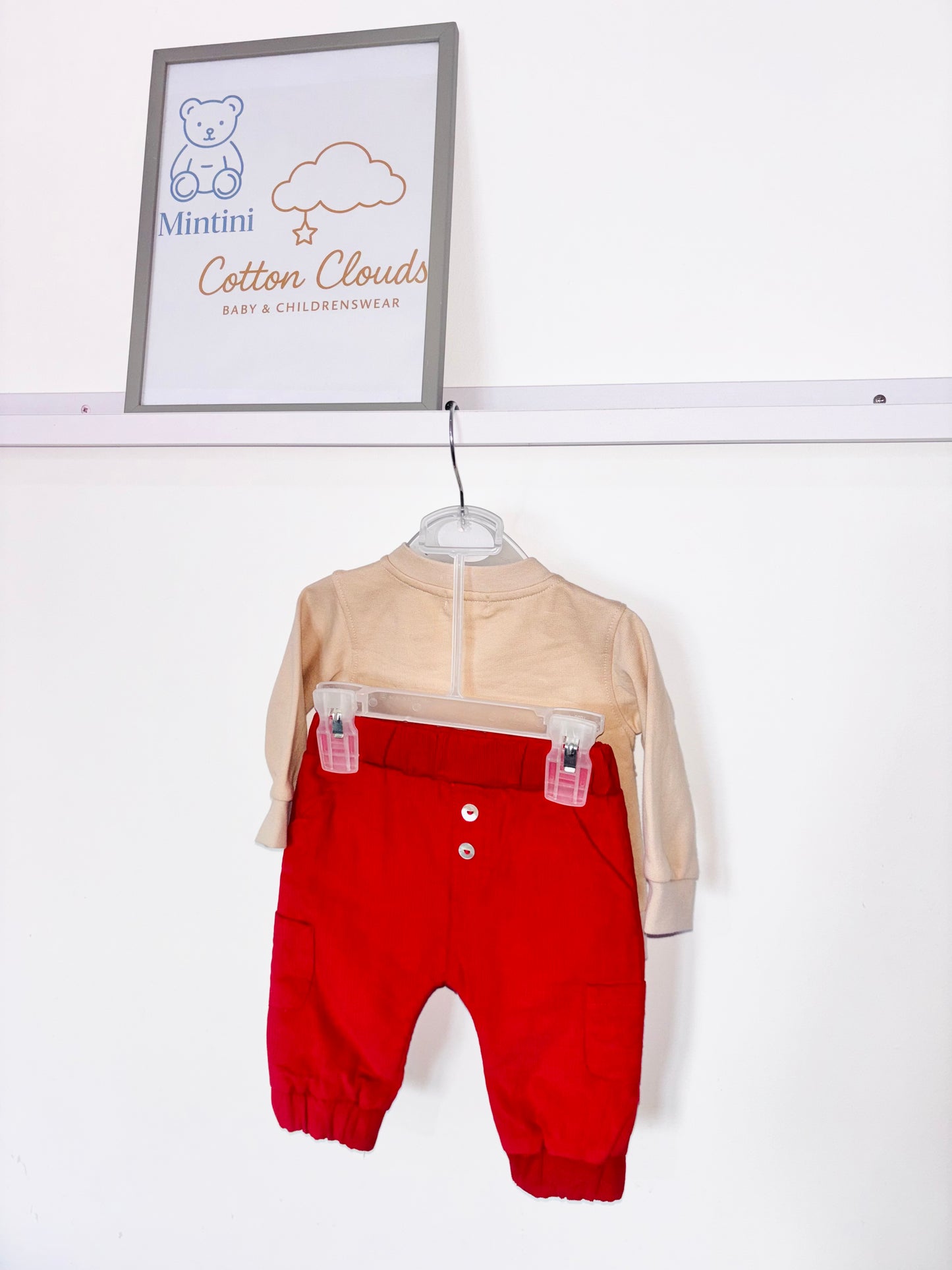 Mintini Red & Beige Trouser Set AW25