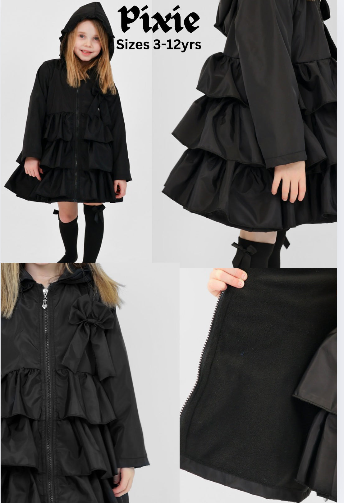 Preorder Black Harris Kids Coat
