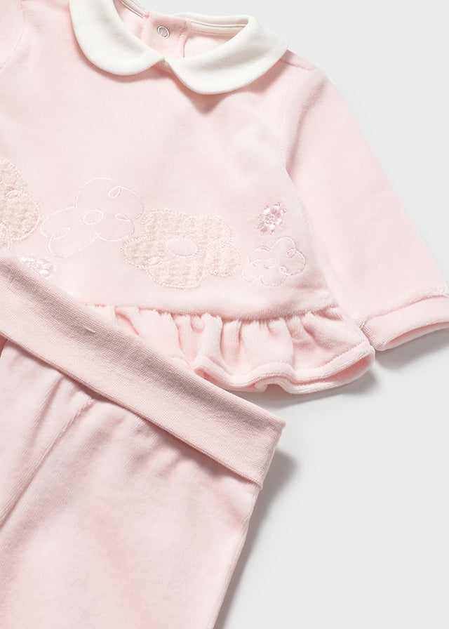 Mayoral Pink Velour Trouser Set