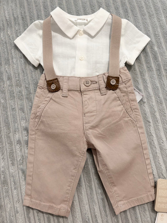 Mayoral Beige Shirt & Trouser Set