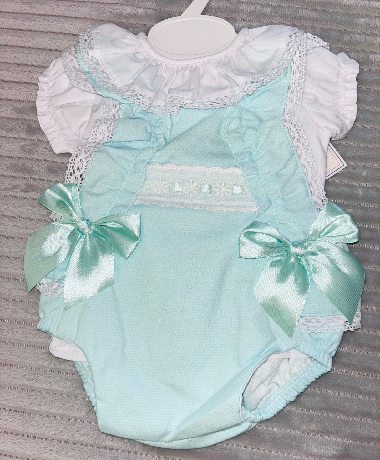 Mint Frill Dungaree Set