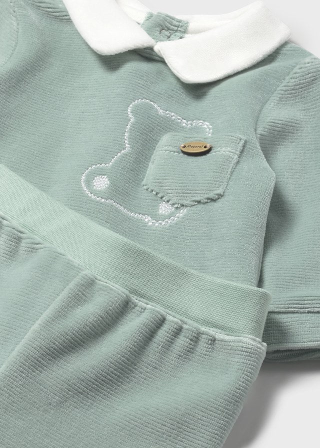 Mayoral Sage Green Bear Trouser Set