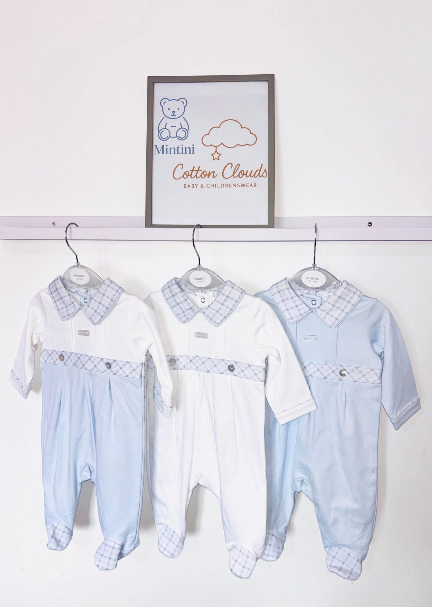 Mintini White Check Onesie