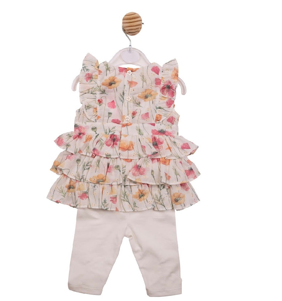 Mintini White Floral Dress & Leggings