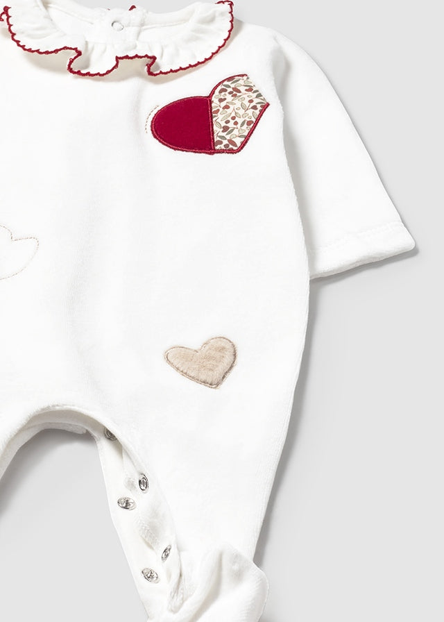Mayoral 2 Pack Heart Cherry Velour Onesies