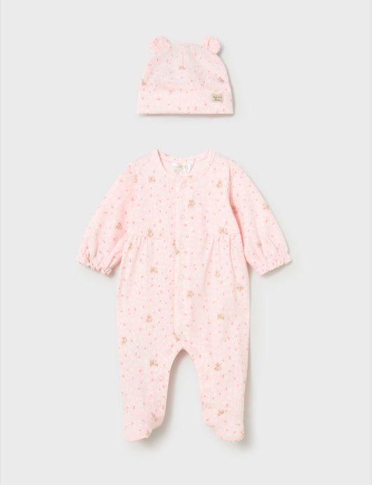 Mayoral Pink Kitten Onesie & Hat