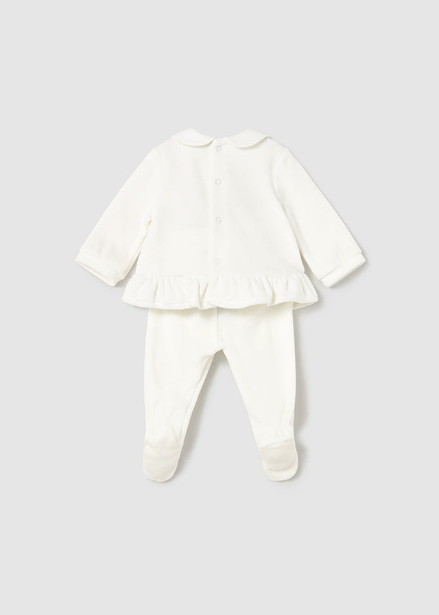 Mayoral White Velour Trouser Set