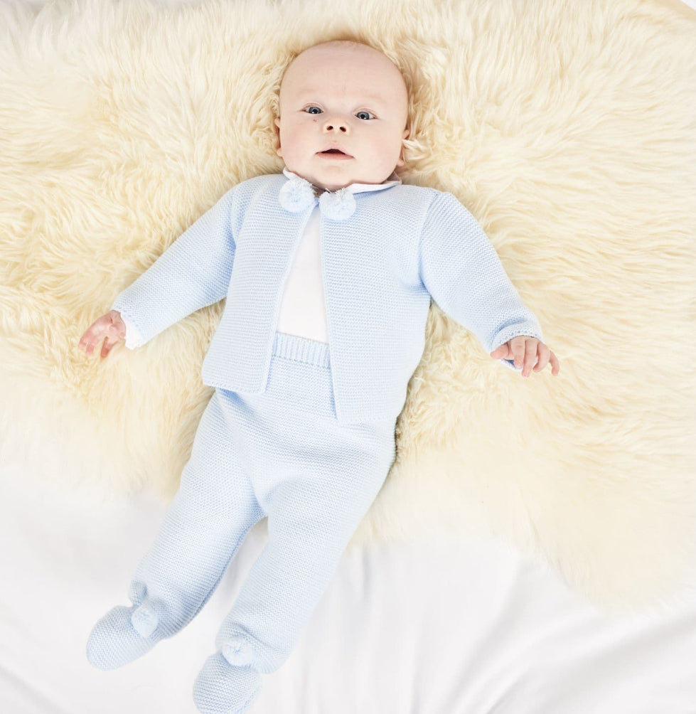 Dandelion Blue Pom Knitted Outfit