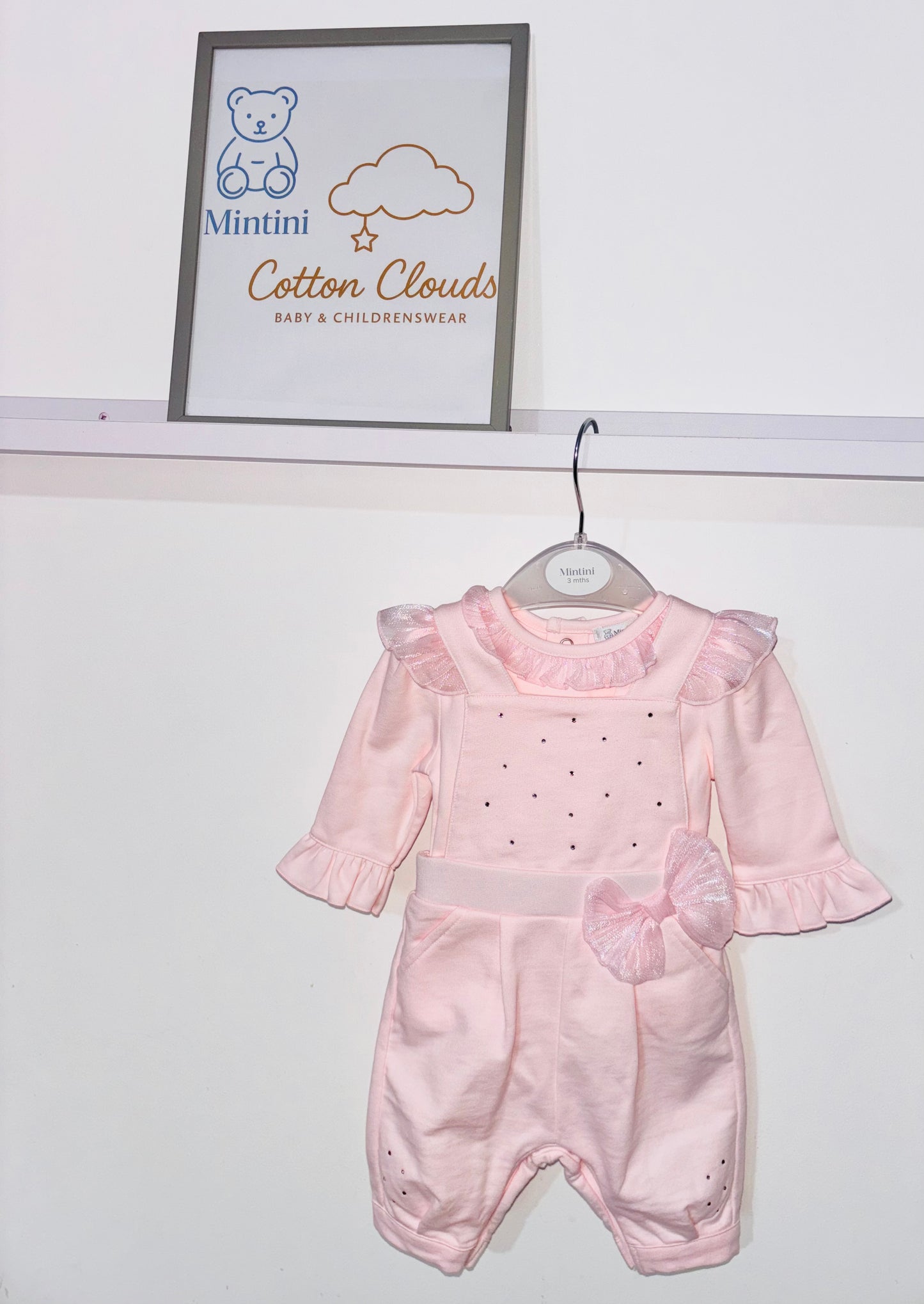 Mintini Pink Bow Dungaree AW25