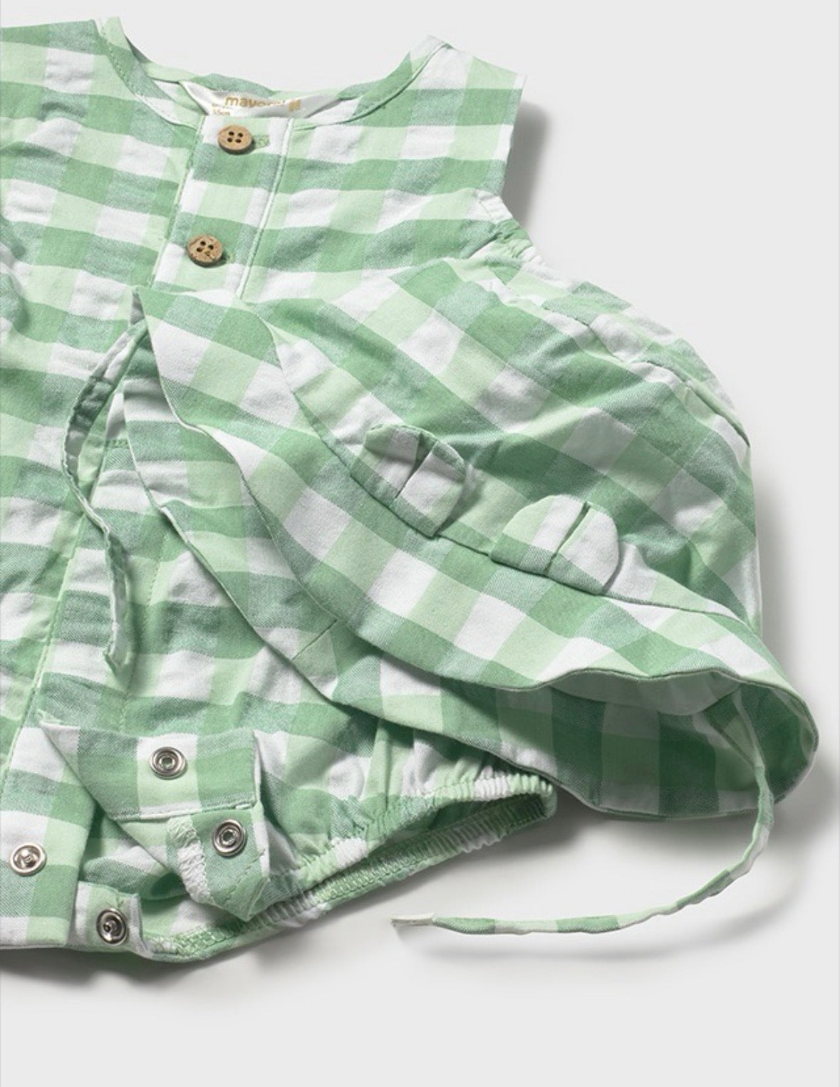 Mayoral Green Check Romper & Hat