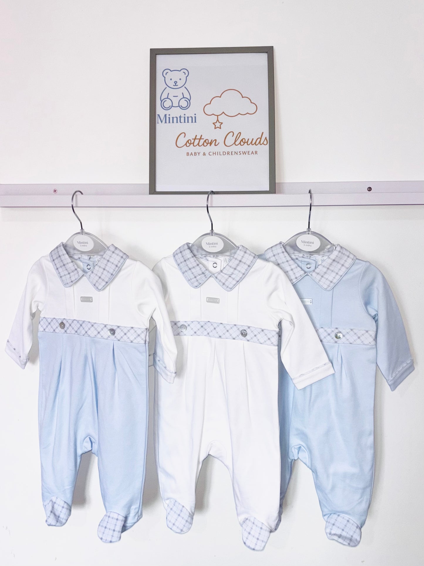 Mintini White Check Onesie