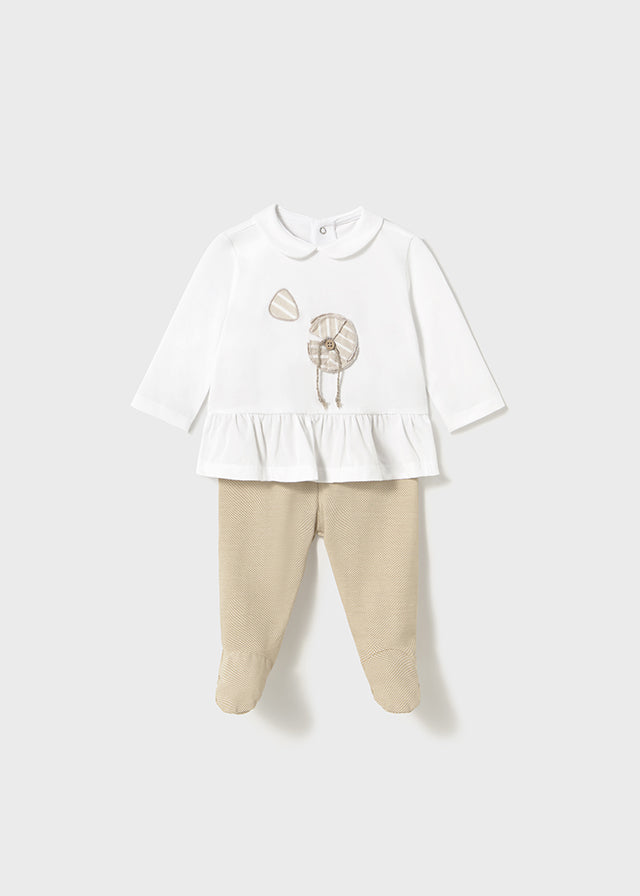 Mayoral Beige Flower Trouser Set