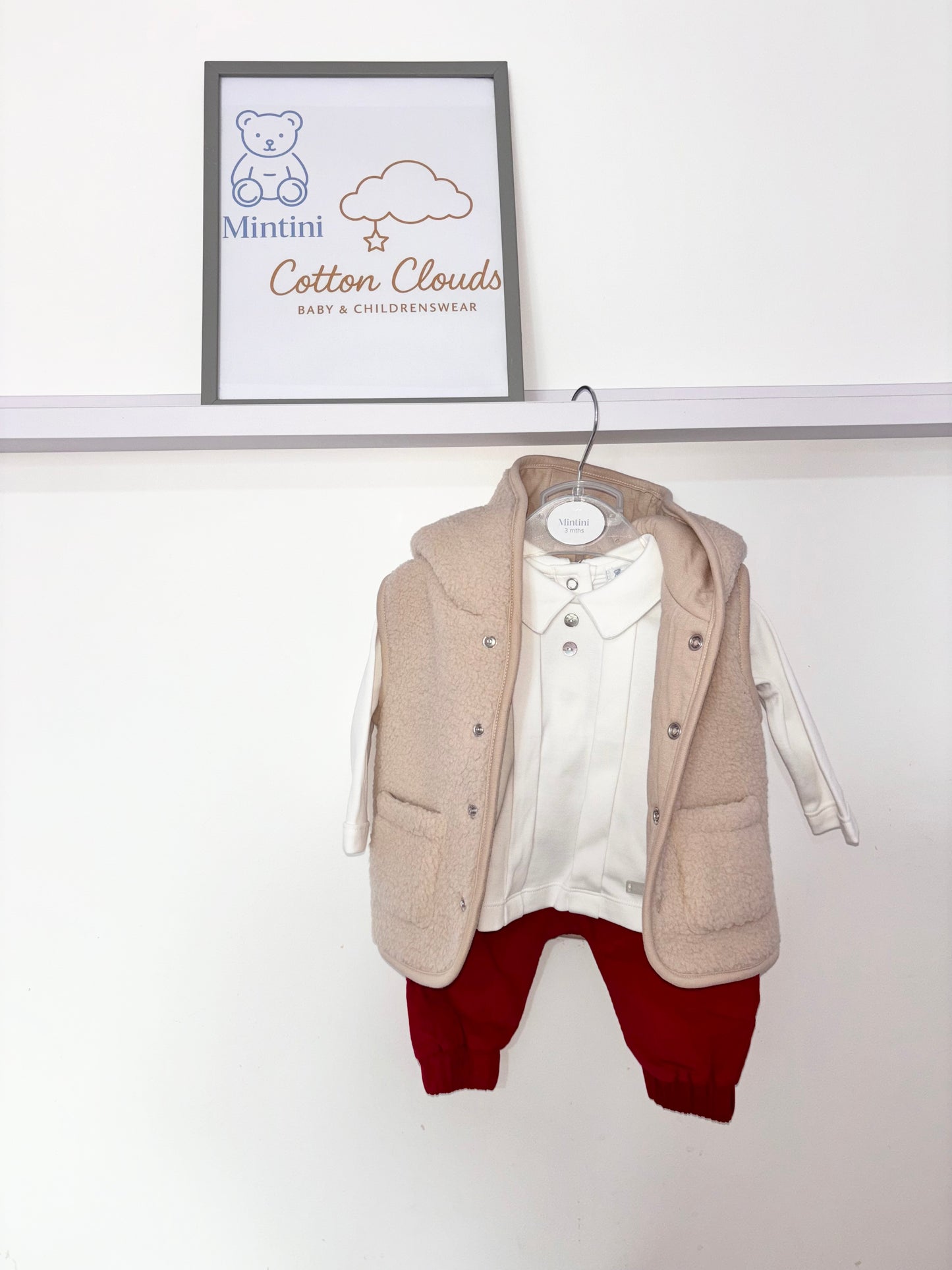 Mintini Red Beige Gilet Set AW25