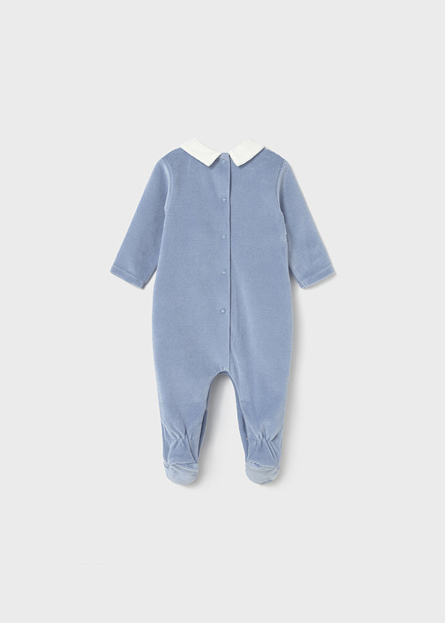 Mayoral Blue Velour Onesie