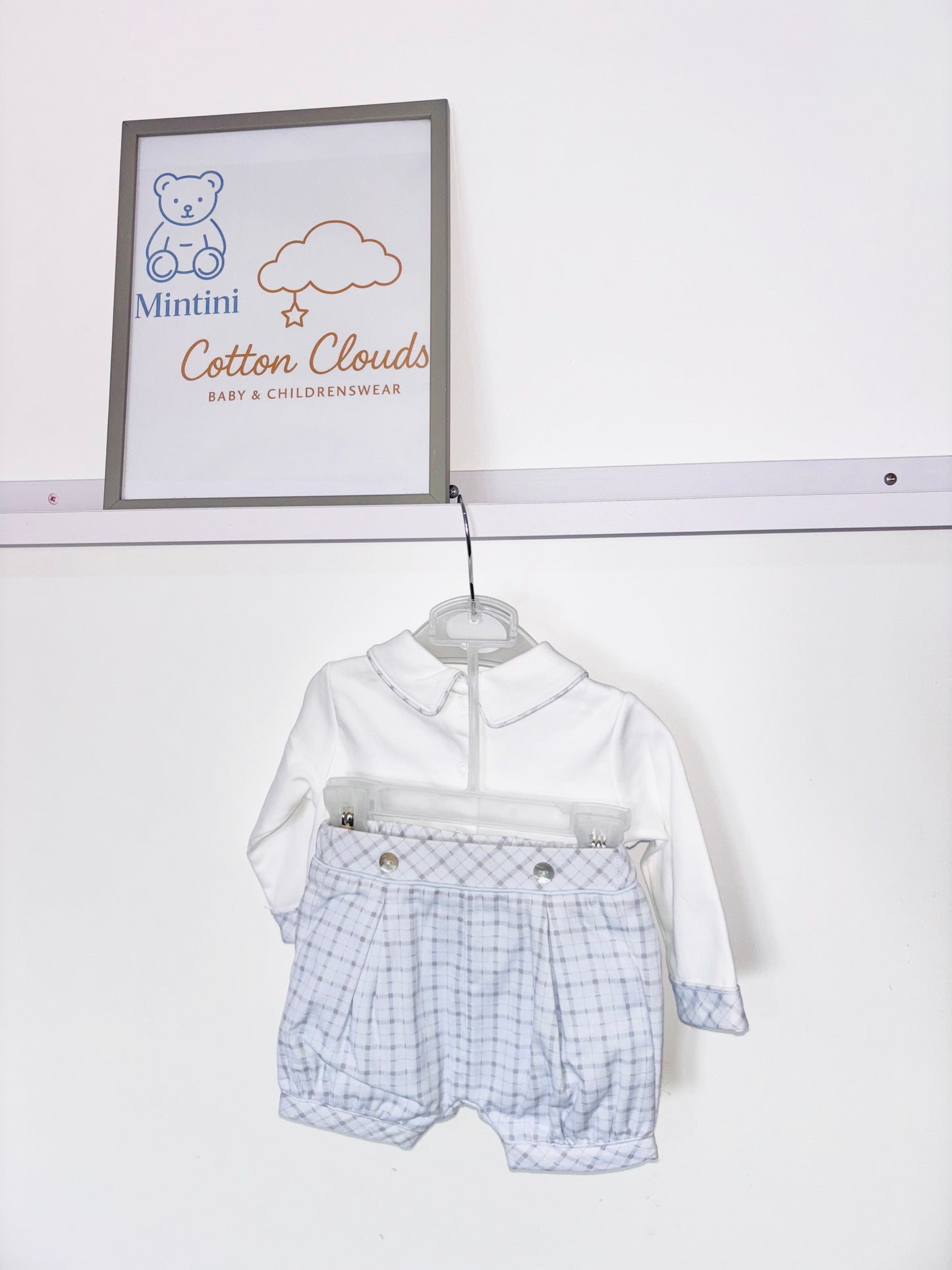Mintini Blue Check Shorts Set