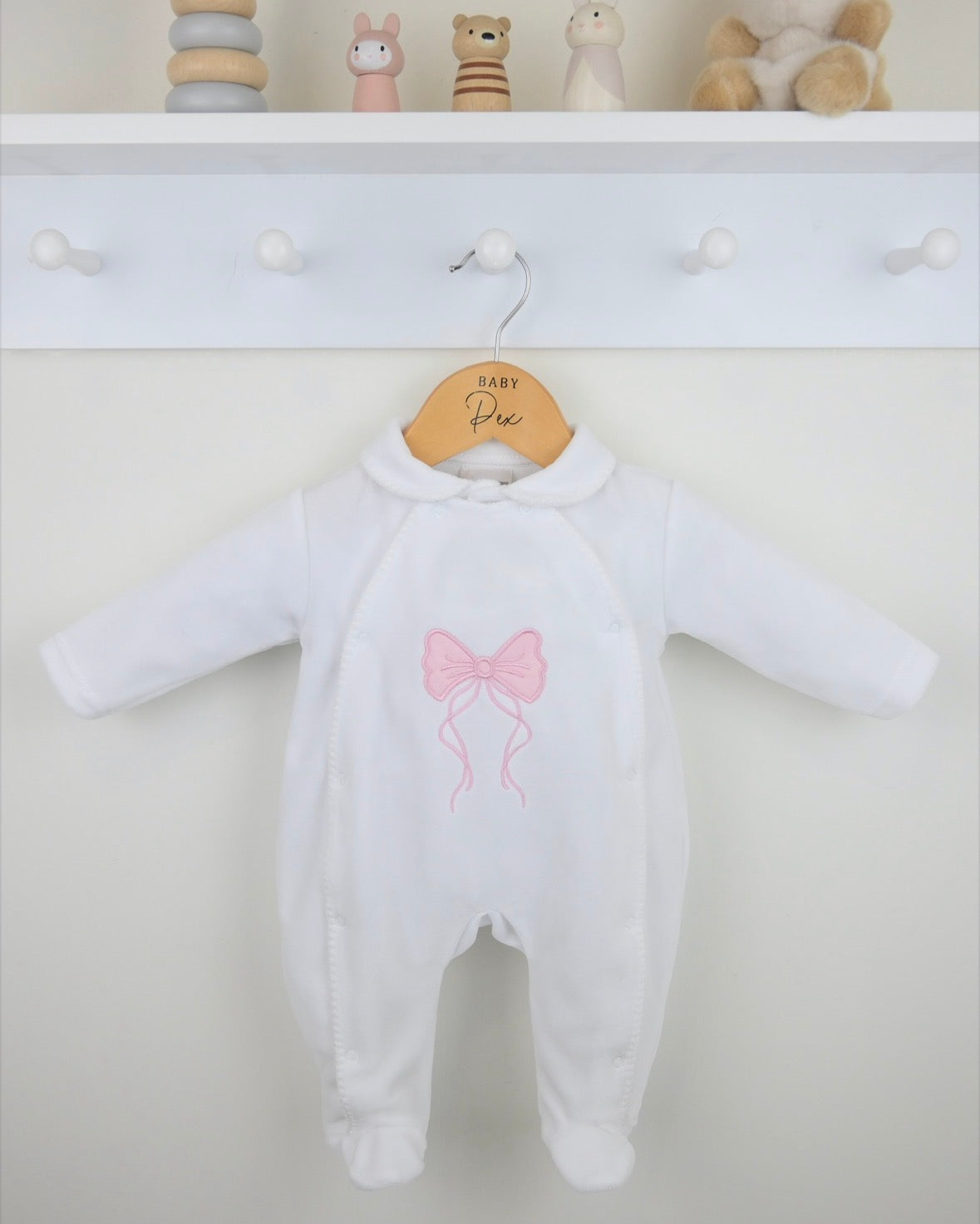 Hallie Pex White Bow Sleepsuit