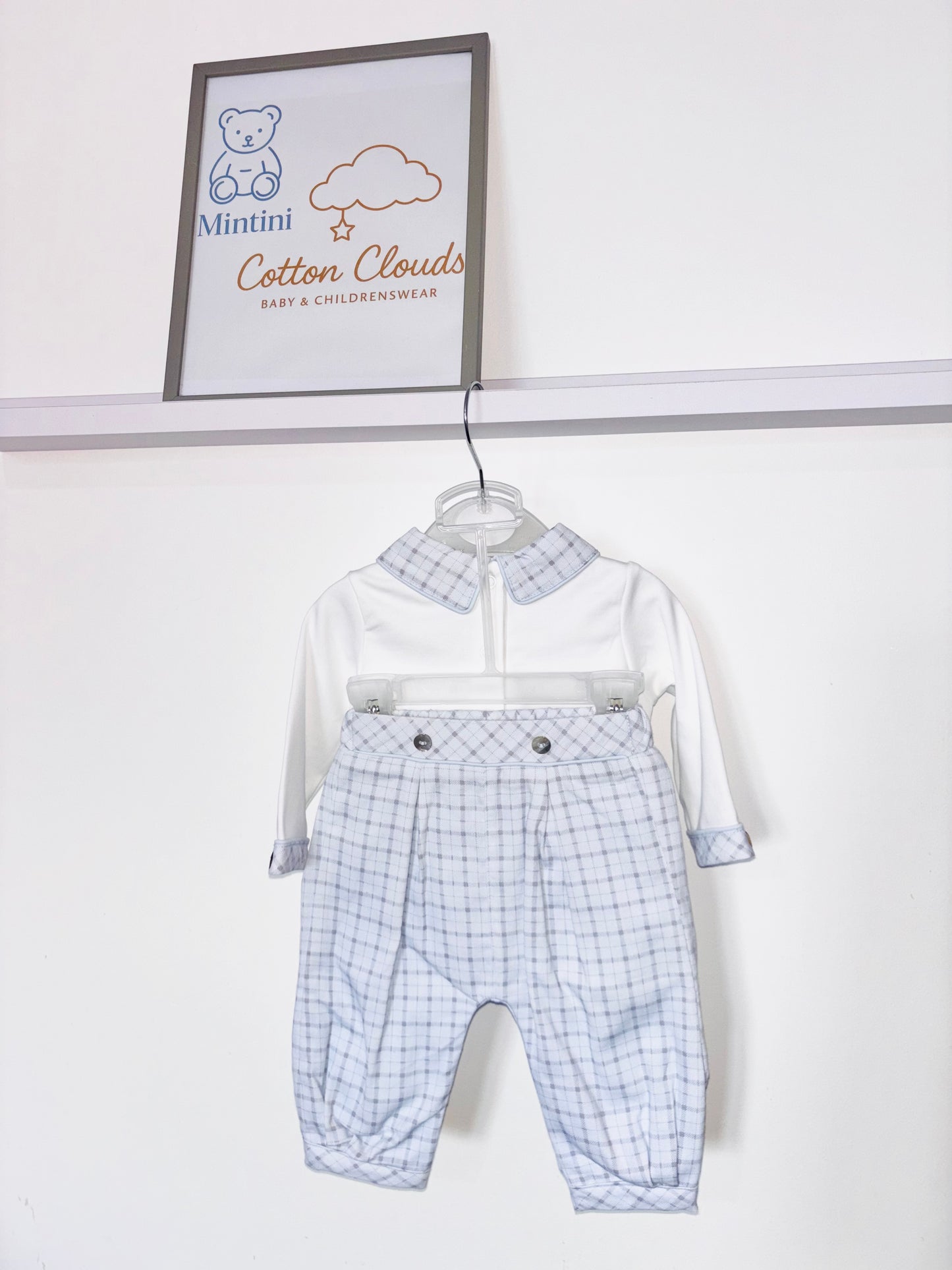 Mintini Blue Check Trouser Set